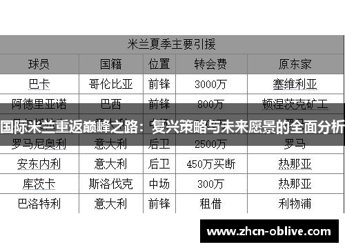 国际米兰重返巅峰之路：复兴策略与未来愿景的全面分析